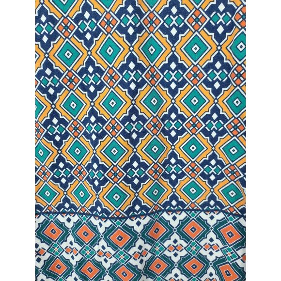 Ruby Rd Top L Womens Multicolor Crew Neck 1/2 Roll Tab Sleeve Geometric Pullover - Picture 9 of 9